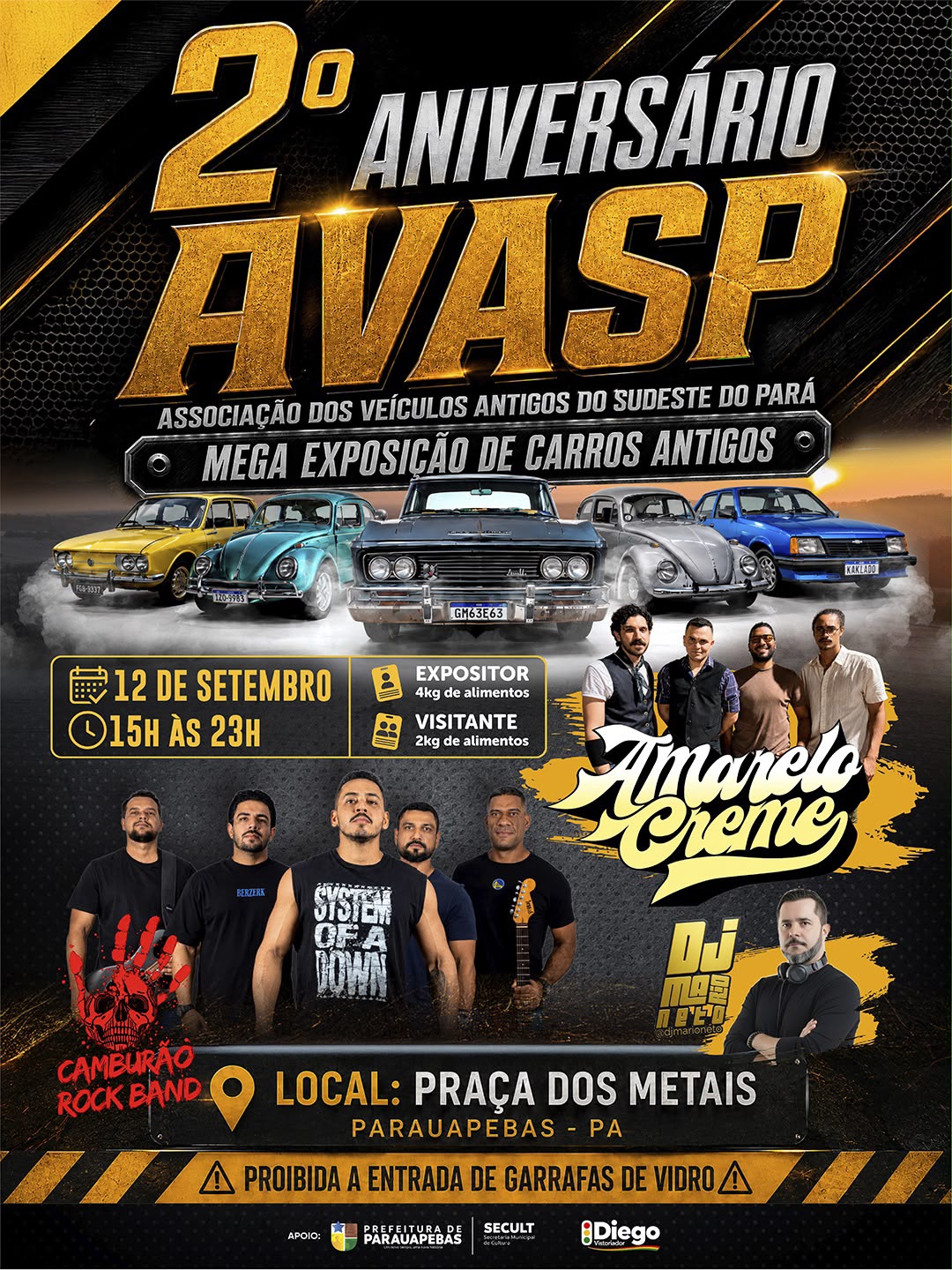 2º Aniversário da AVASP em Parauapebas: Exposição de Veículos Antigos e Rock Nacional